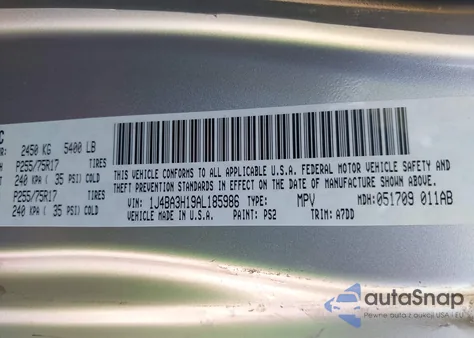 2010 Jeep Wrangler Unlimited Sport z USA, uszkodzony, nr VIN 1J4BA3H19AL185986